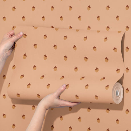 Little Oak | Fun Cute Acorn Children's Room Wallpaper Wallpaper Sckribbles