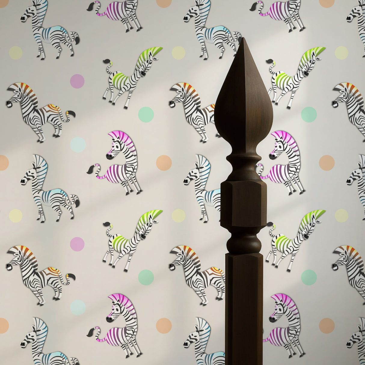 Trotty Dots | Fun Colorful Zebra Children's Nursery Wallpaper Wallpaper Sckribbles
