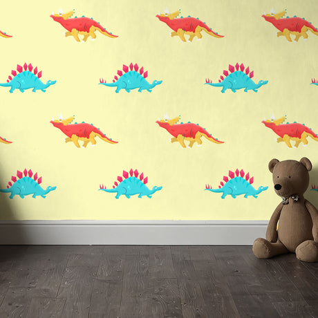 Chomp & Stomp | Colorful Fun Boy's Room Dinosaur Wallpaper Wallpaper Sckribbles