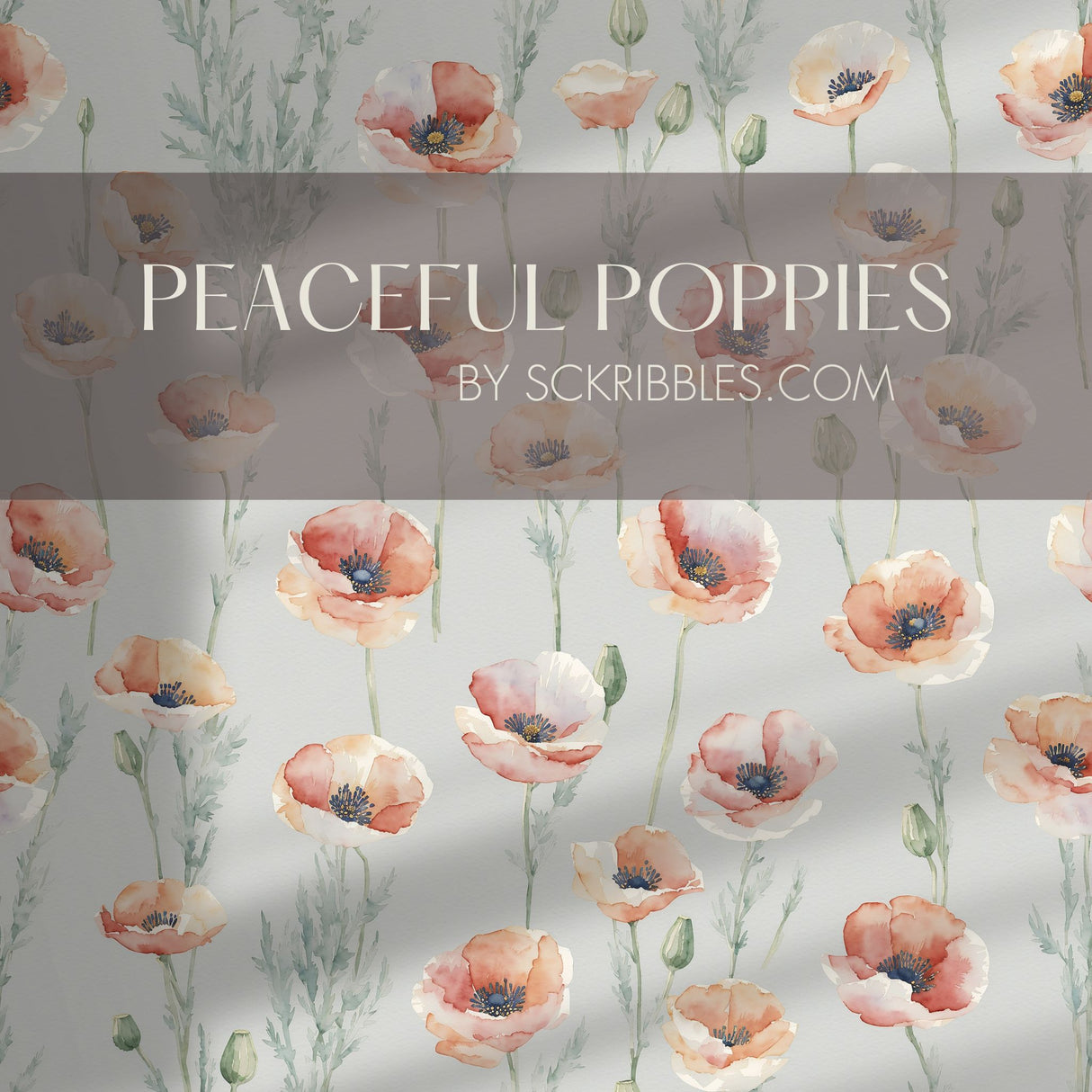 Peaceful Poppies | Cute Feminine Poppy Flower Wallpaper Wallpaper Sckribbles