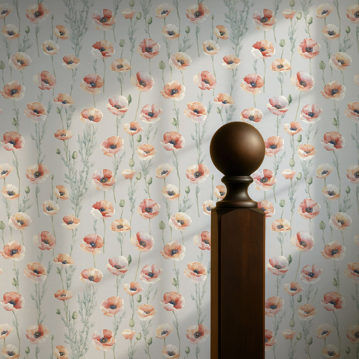 Peaceful Poppies | Cute Feminine Poppy Flower Wallpaper Wallpaper Sckribbles