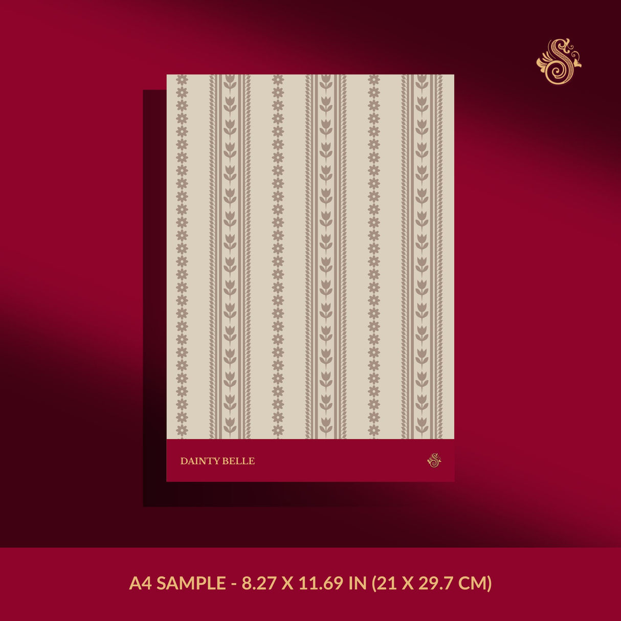 Dainty Belle | Feminine Neutral Striped Wallpaper Wallpaper Sckribbles Signature - Premium Non-Woven A4 Sample - 8.27 × 11.69 in (21 × 29.7 cm)