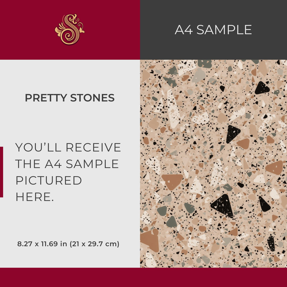 Pretty Stones | Pink, Beige, & Black Terrazzo Wallpaper