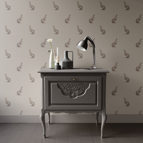 Bunny Bliss | Sweet Cute Neutral Rabbit Nursery Wallpaper Wallpaper Sckribbles