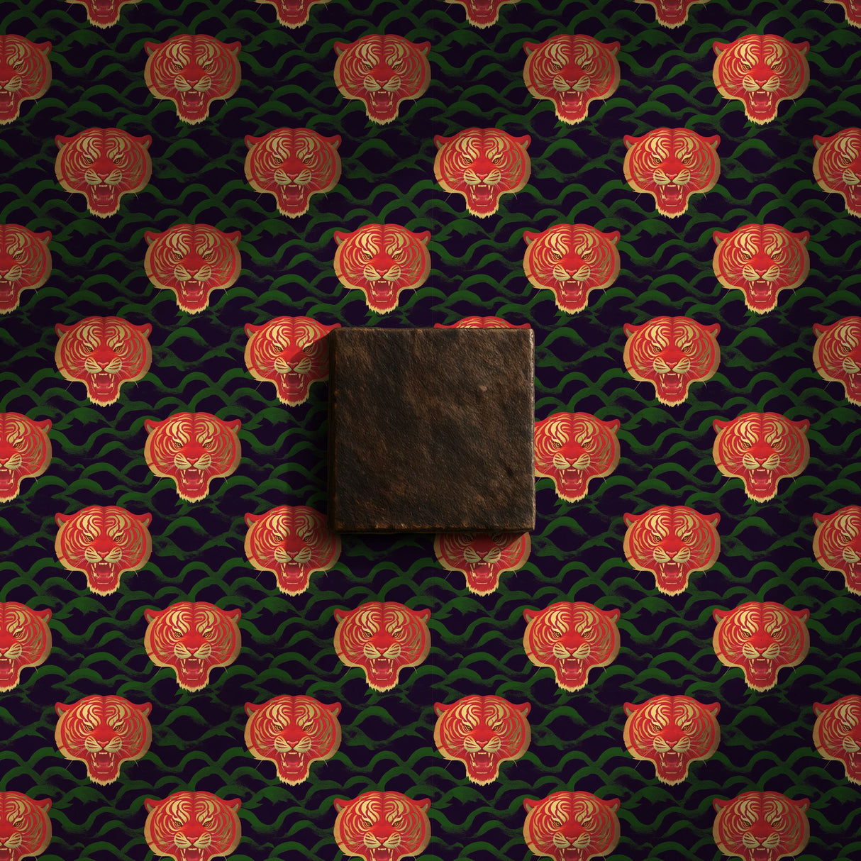 Regal Roar | Bright Colorful Asian Tiger Maximalist Wallpaper Wallpaper Sckribbles