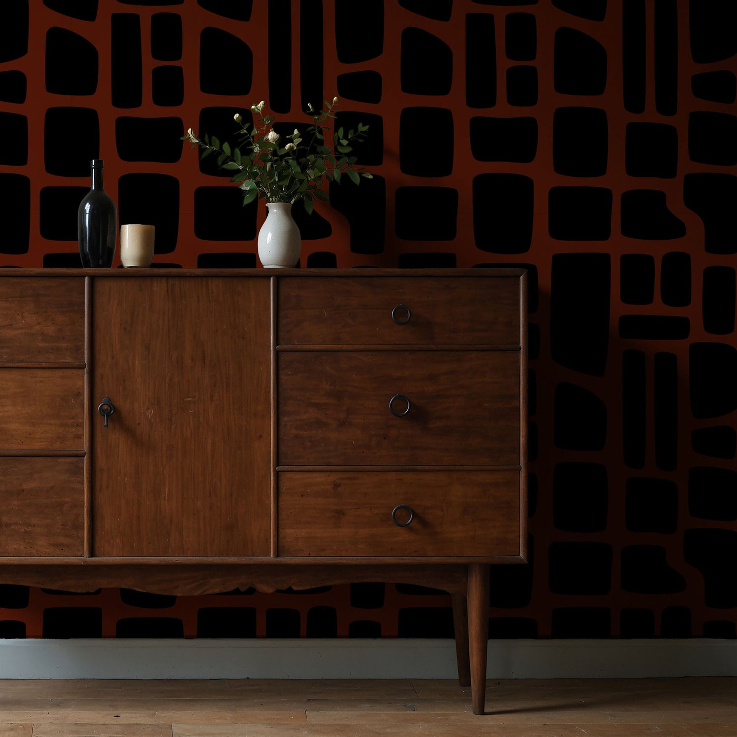 Noir Swell | Bold Abstract Geometrical Masculine Wallpaper Wallpaper Sckribbles