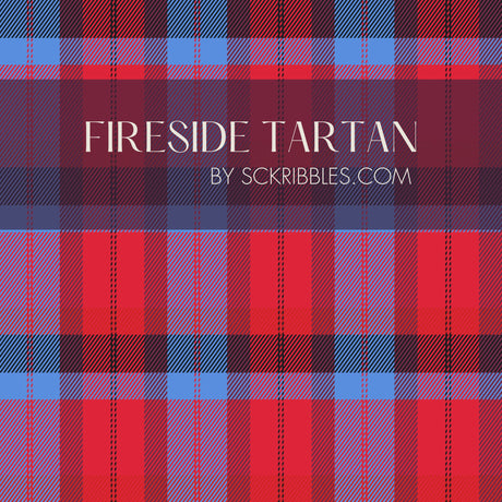 Fireside Tartan | Bright Bold Red & Blue Plaid Wallpaper Wallpaper Sckribbles