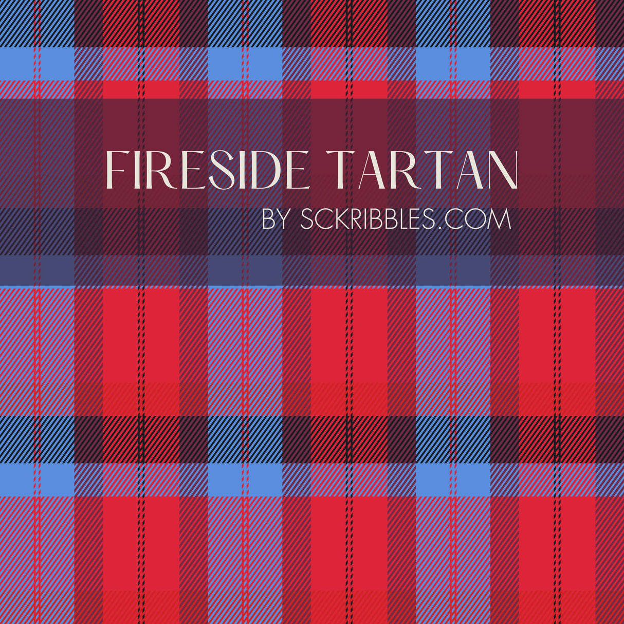 Fireside Tartan | Bright Bold Red & Blue Plaid Wallpaper Wallpaper Sckribbles