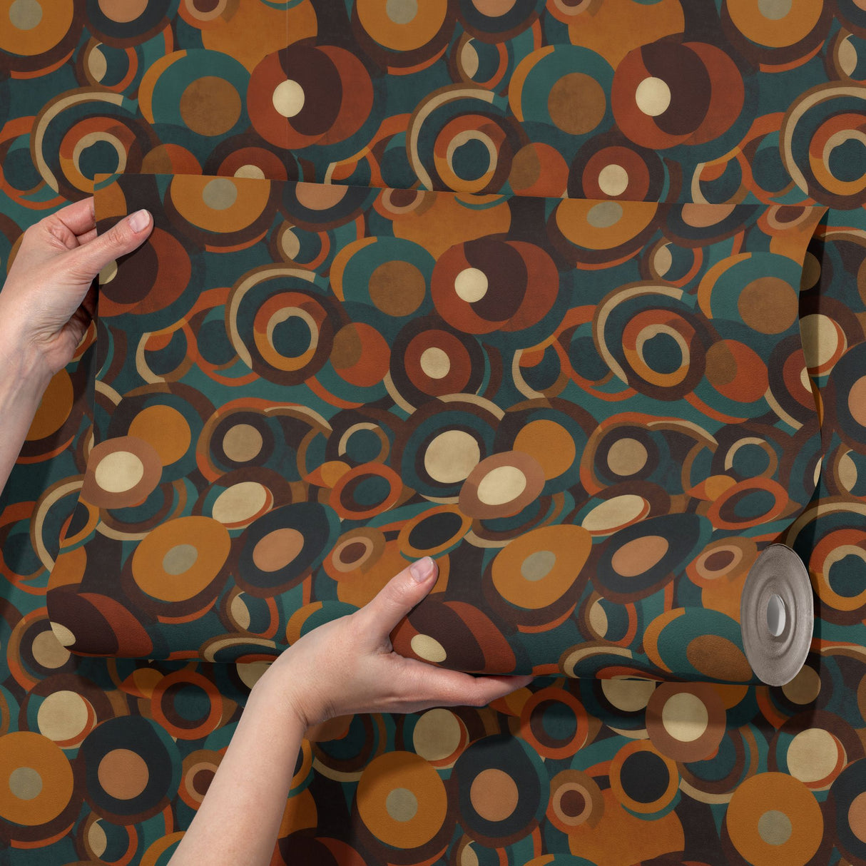 Funky Fusion | 1970s Retro Circle Patterned Wallpaper Wallpaper Sckribbles