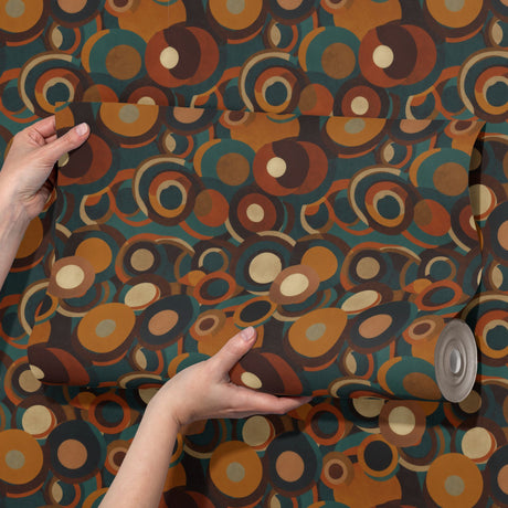 Funky Fusion | 1970s Retro Circle Patterned Wallpaper Wallpaper Sckribbles
