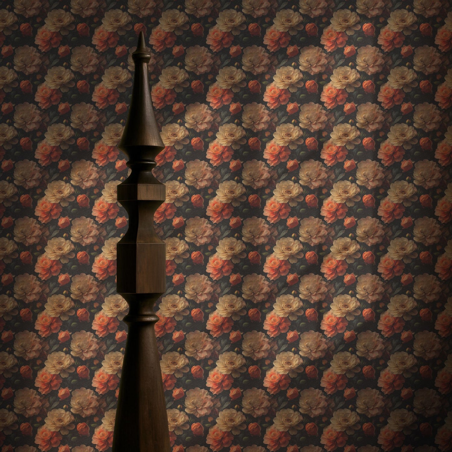 Pretty Petals | Moody Dramatic Large Floral Rose Wallpaper Wallpaper Sckribbles