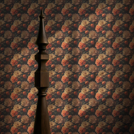 Pretty Petals | Moody Dramatic Large Floral Rose Wallpaper Wallpaper Sckribbles