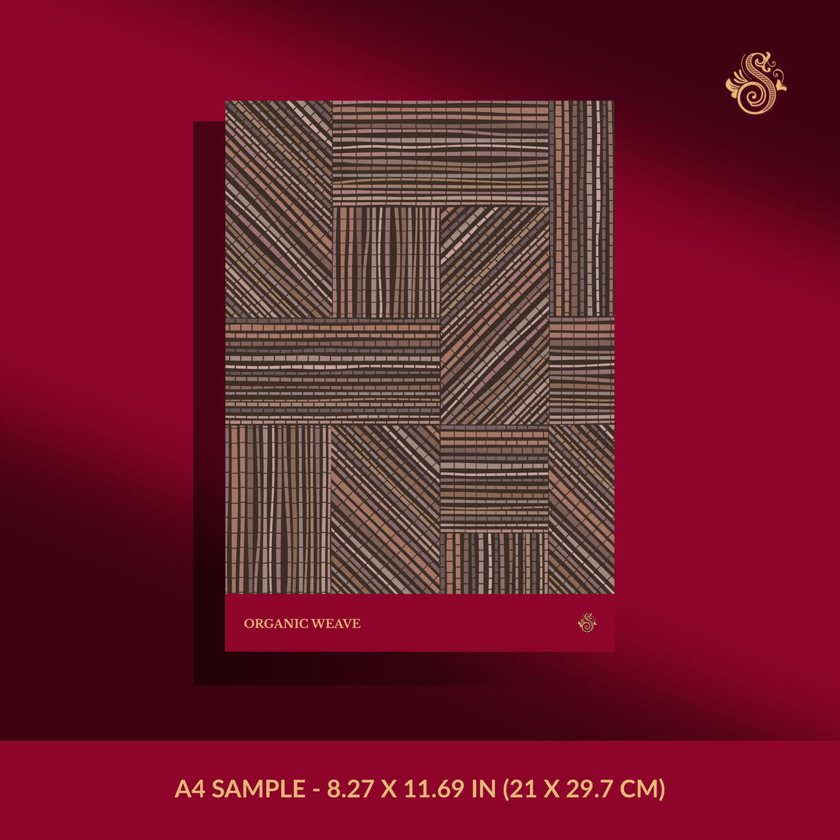 Organic Weave | Rustic Brown Geometrical Wallpaper Wallpaper Sckribbles Signature - Premium Non-Woven A4 Sample - 8.27 × 11.69 in (21 × 29.7 cm)