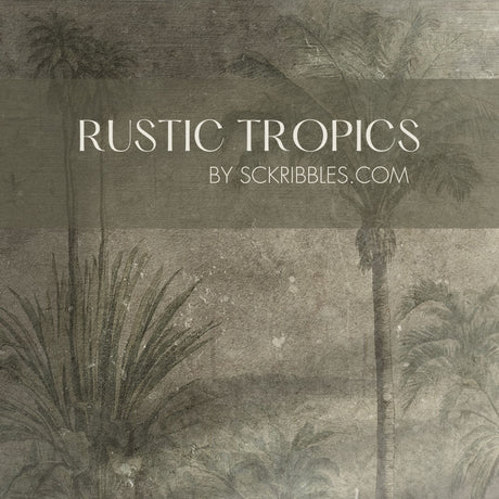 Rustic Tropics | Vintage Muted Weathered Tropical Wallpaper Mural Wallpaper Mural Sckribbles
