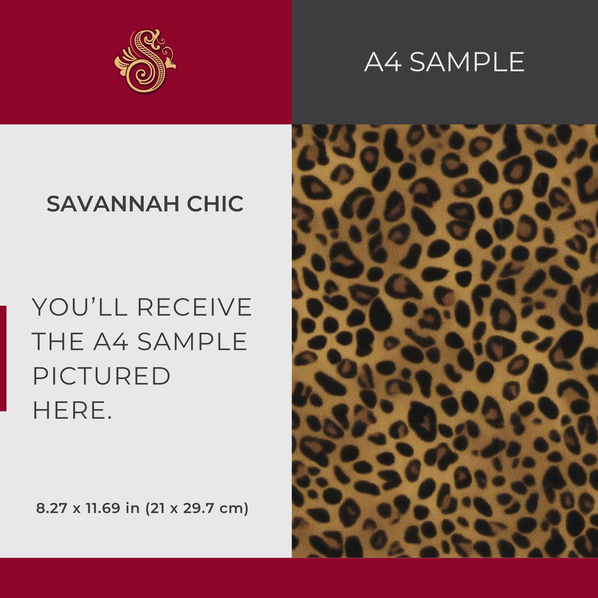 Savannah Chic | Fun Dramatic Leopard Print Wallpaper Wallpaper Sckribbles Signature - Premium Non-Woven A4 Sample - 8.3 × 11.7 in (21 × 29.7 cm)