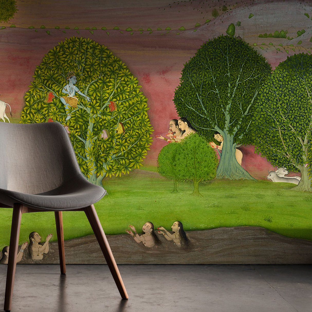 Stolen Clothes | Vintage Traditional Indian Scenic Wallpaper Mural Wallpaper Mural Sckribbles