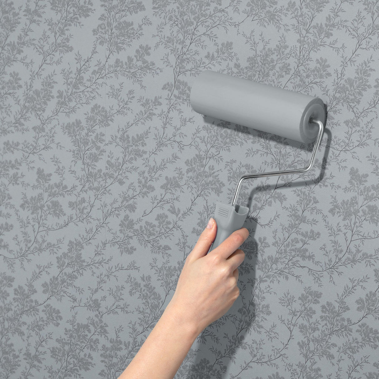 Twiggy Mist | Silver-Gray Elegant Floral Botanical Wallpaper Wallpaper Sckribbles