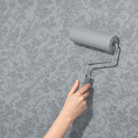 Twiggy Mist | Silver-Gray Elegant Floral Botanical Wallpaper Wallpaper Sckribbles
