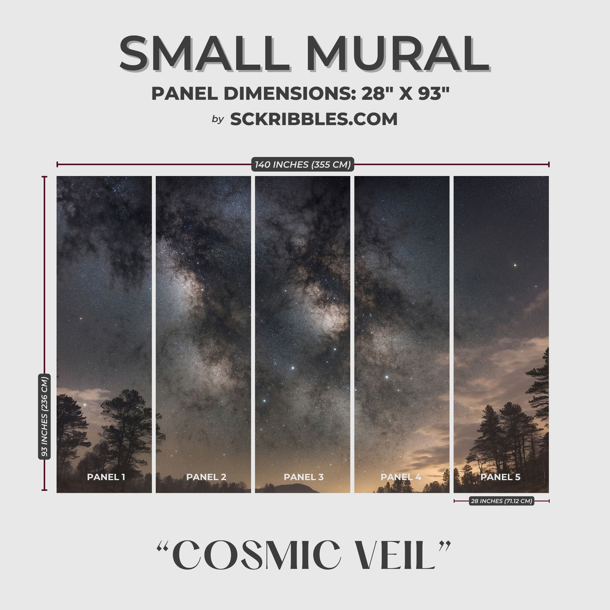 Cosmic Veil | Dark Galaxy Stars Boy's Room Wallpaper Mural Wallpaper Mural Sckribbles