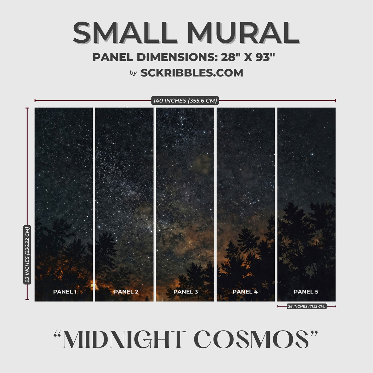 Midnight Cosmos | Dark Celestial Star Landscape Wallpaper Mural Wallpaper Mural Sckribbles