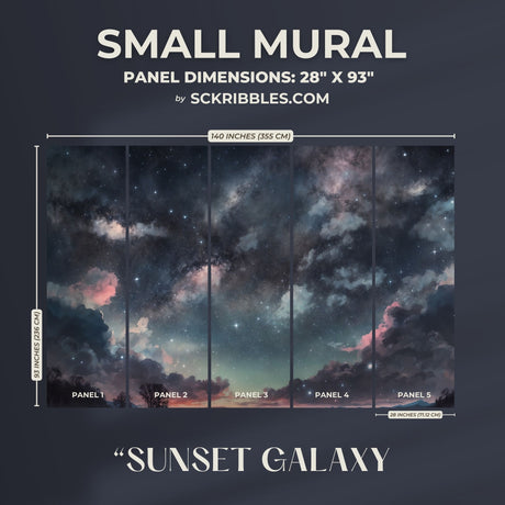 Sunset Galaxy | Blue Celestial Star Landscape Wallpaper Mural Wallpaper Mural Sckribbles