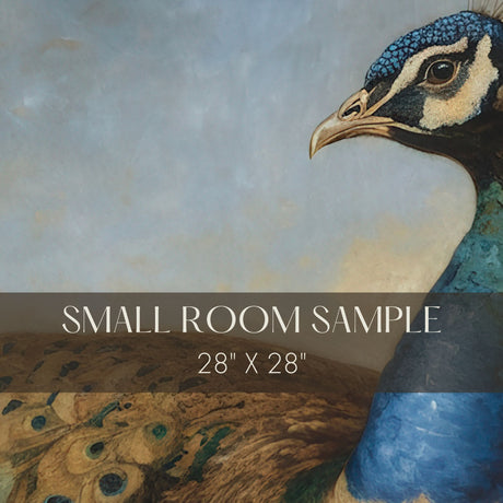 Grand Plumage | Scenic Peacock Vintage Landscape Wallpaper Mural Wallpaper Mural Sckribbles Traditional - (Non-Woven) Small Room Sample - 28'' x 28'' / 71 x 71 cm