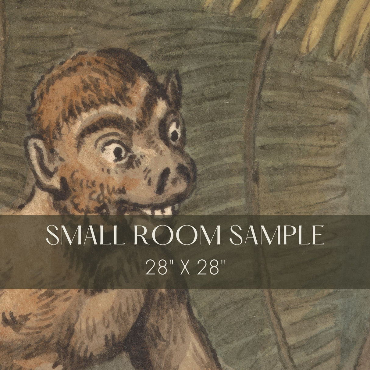 Monkey & Fox | Vintage Muted Rustic Tropical Animal Wallpaper Mural Wallpaper Mural Sckribbles