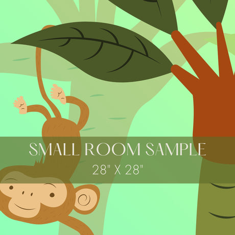 Paradise Pals | Bright Children's Tropical Monkey Wallpaper Mural Wallpaper Mural Sckribbles Traditional - (Non-Woven) Small Room Sample - 28'' x 28'' / 71 x 71 cm