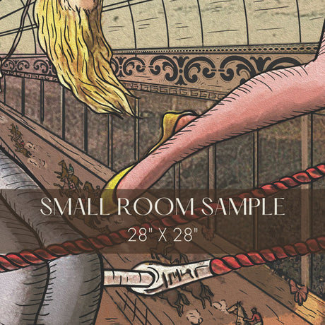 Vaulting Visions | Vintage Circus Acrobats Whimsical Wallpaper Mural Wallpaper Mural Sckribbles Traditional - (Non-Woven) Small Room Sample - 28'' x 28'' / 71 x 71 cm