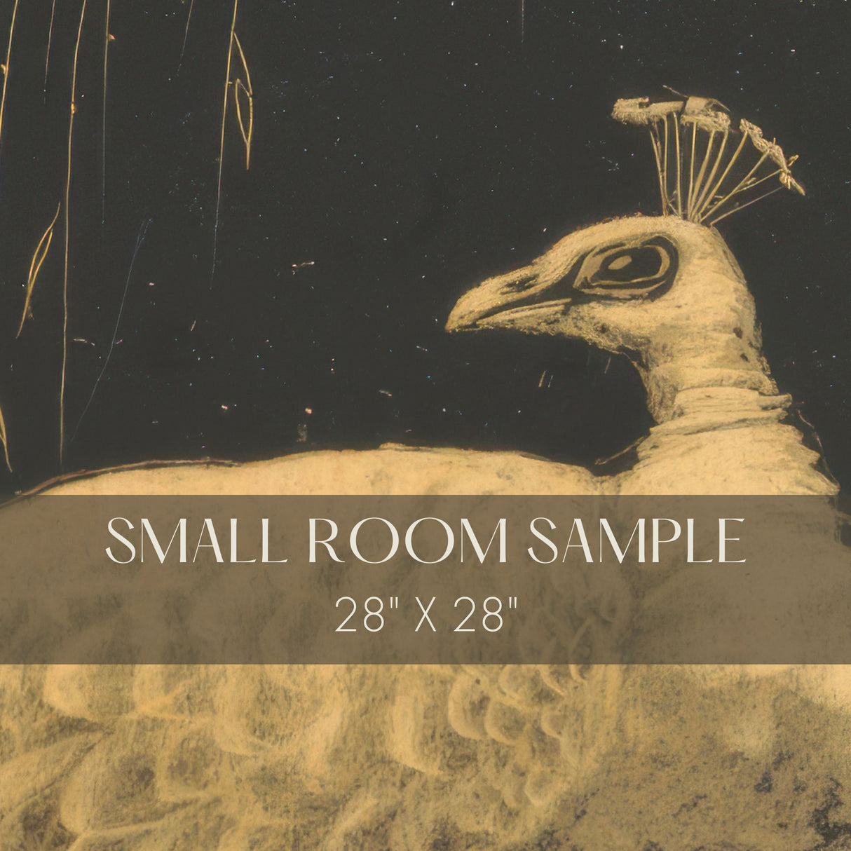 Charcoal Peacock | Dark Moody Vintage Bird Wallpaper Mural Wallpaper Mural Sckribbles