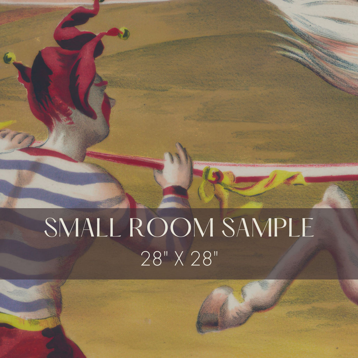 Jesters & Steeds | Playful Vintage Circus Horses Wallpaper Mural Wallpaper Mural Sckribbles Traditional - (Non-Woven) Small Mural Sample - 28 x 28 inches (71 x 71 cm)