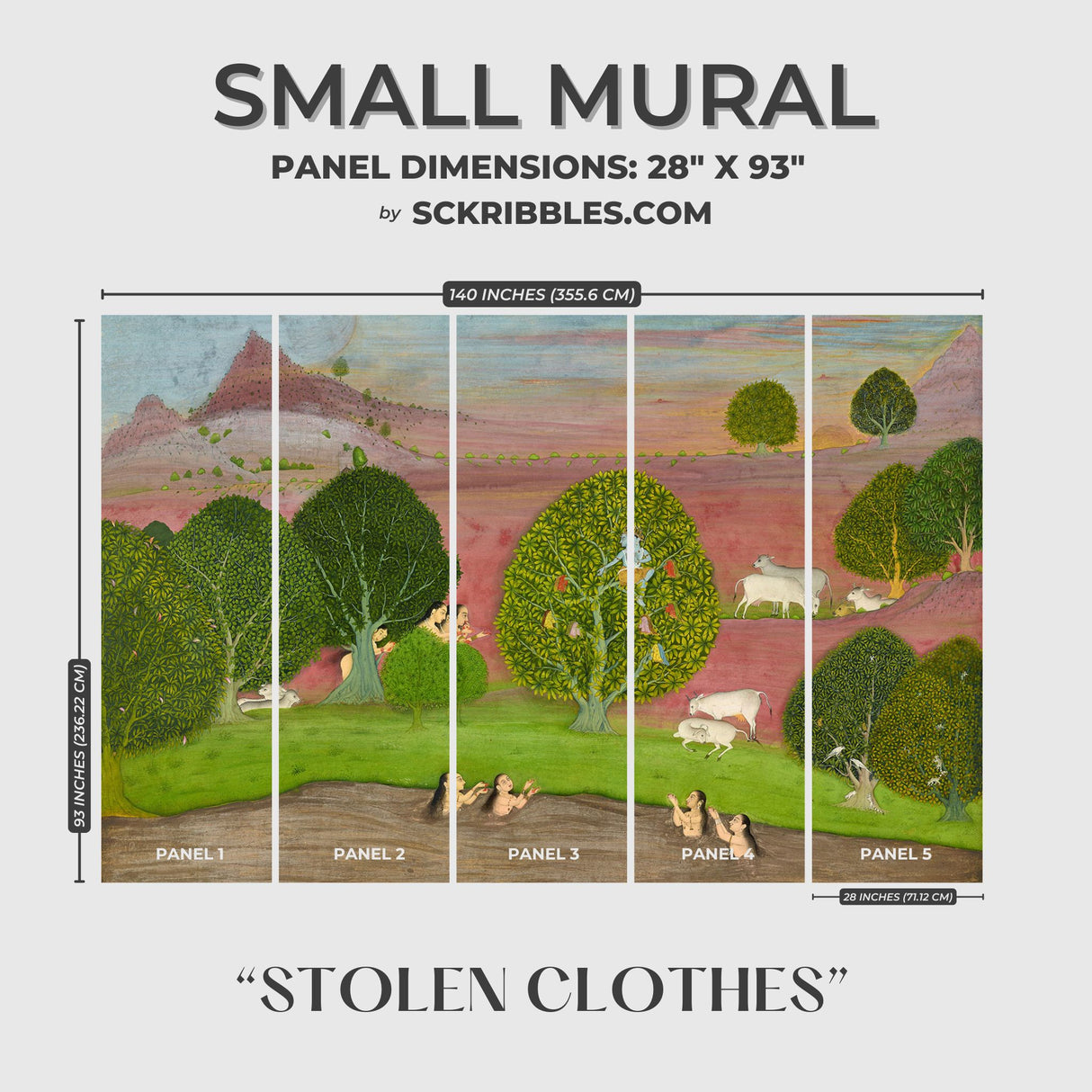 Stolen Clothes | Vintage Traditional Indian Scenic Wallpaper Mural Wallpaper Mural Sckribbles