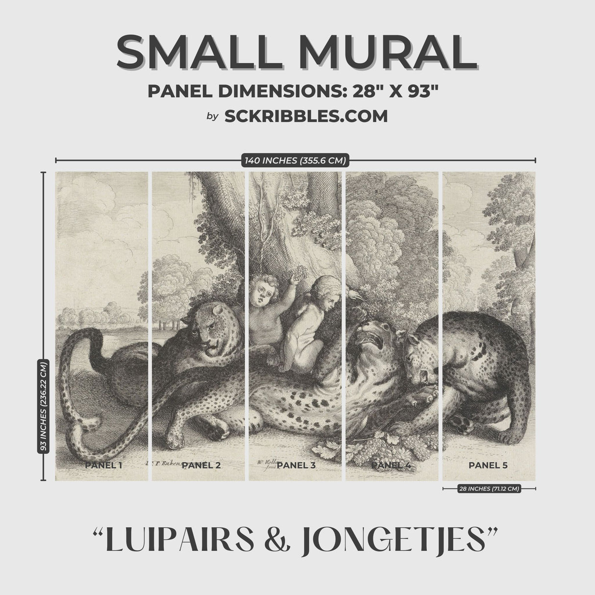 Luipairs & Jongetjes | Vintage Mythical Animals Wallpaper Mural Wallpaper Mural Sckribbles