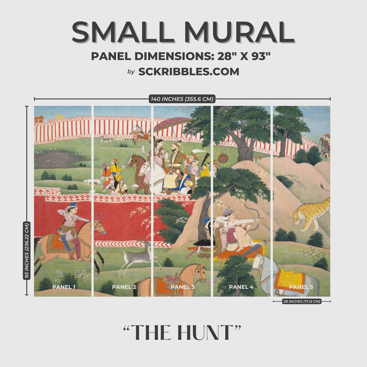 The Hunt | Scenic Traditional Indian Landscape Wallpaper Mural Wallpaper Mural Sckribbles