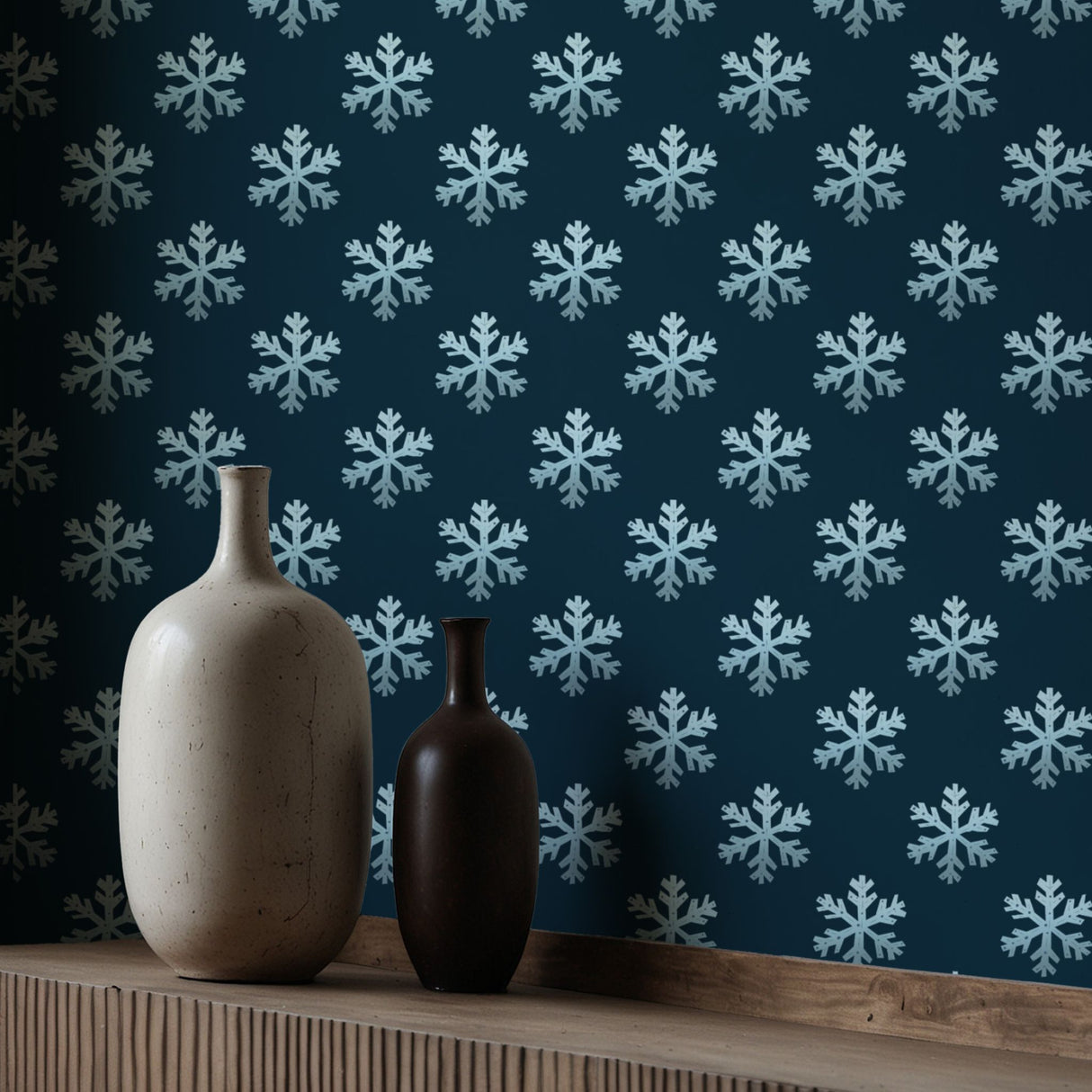 Frozen Sparkle | Blue Christmas Holiday Snowflake Wallpaper Wallpaper Sckribbles