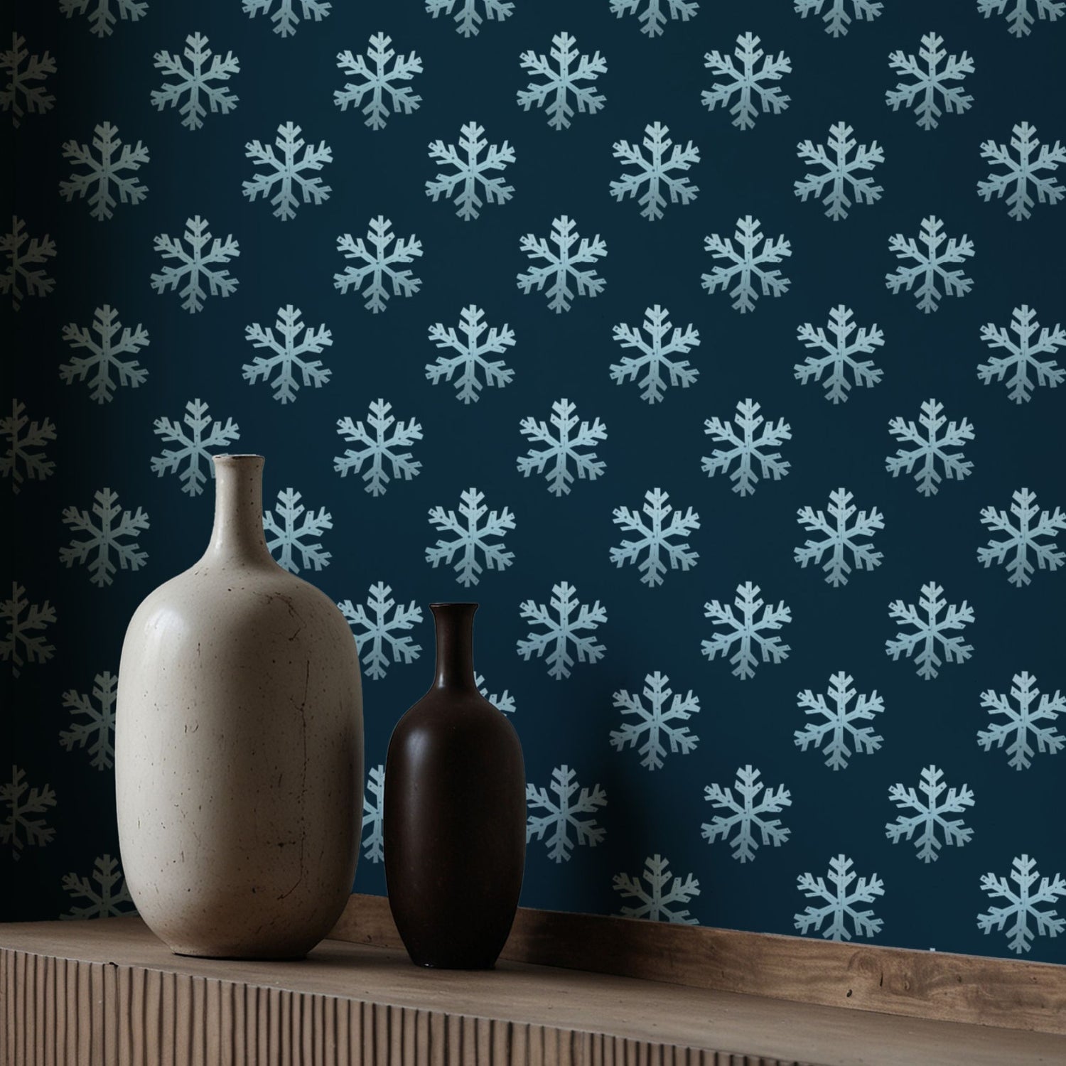 Frozen Sparkle | Blue Christmas Holiday Snowflake Wallpaper Wallpaper Sckribbles