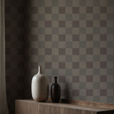 Subtle Grids | Neutral Muted Faded Classic Checkered Wallpaper Wallpaper Sckribbles