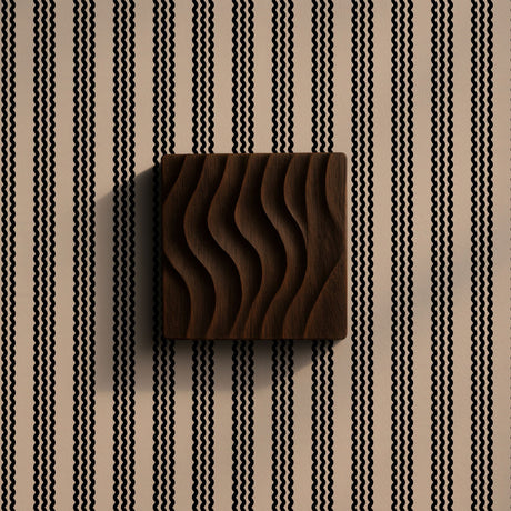 Twist & Turn | Black & Beige Wavy Vertical Striped Wallpaper Wallpaper Sckribbles