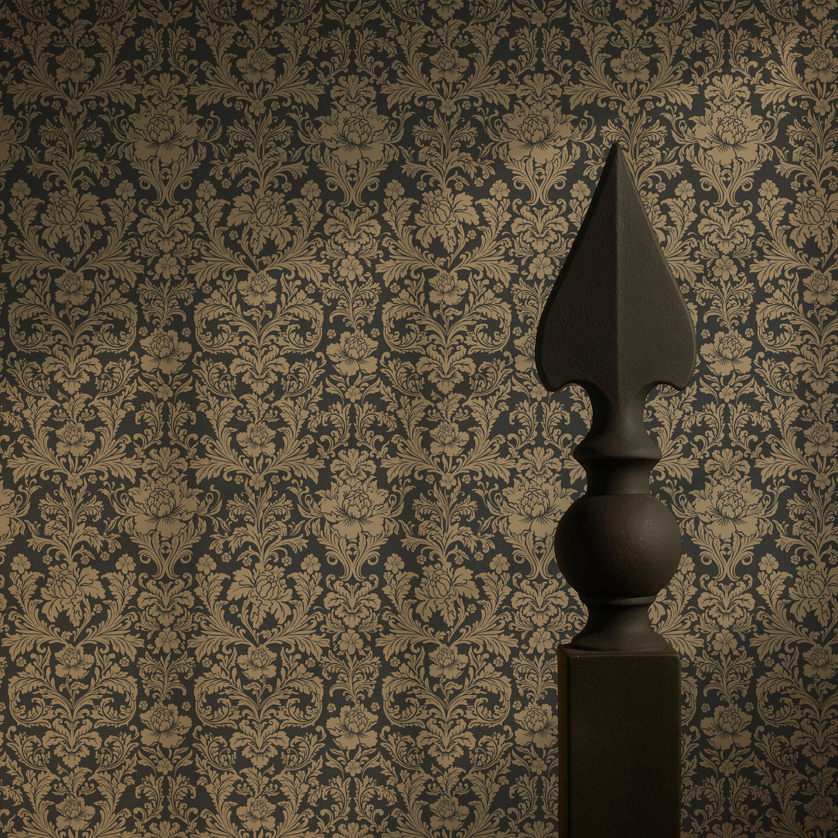 Brownstone Beauty | Neutral Brown Elegant Damask Wallpaper Wallpaper Sckribbles