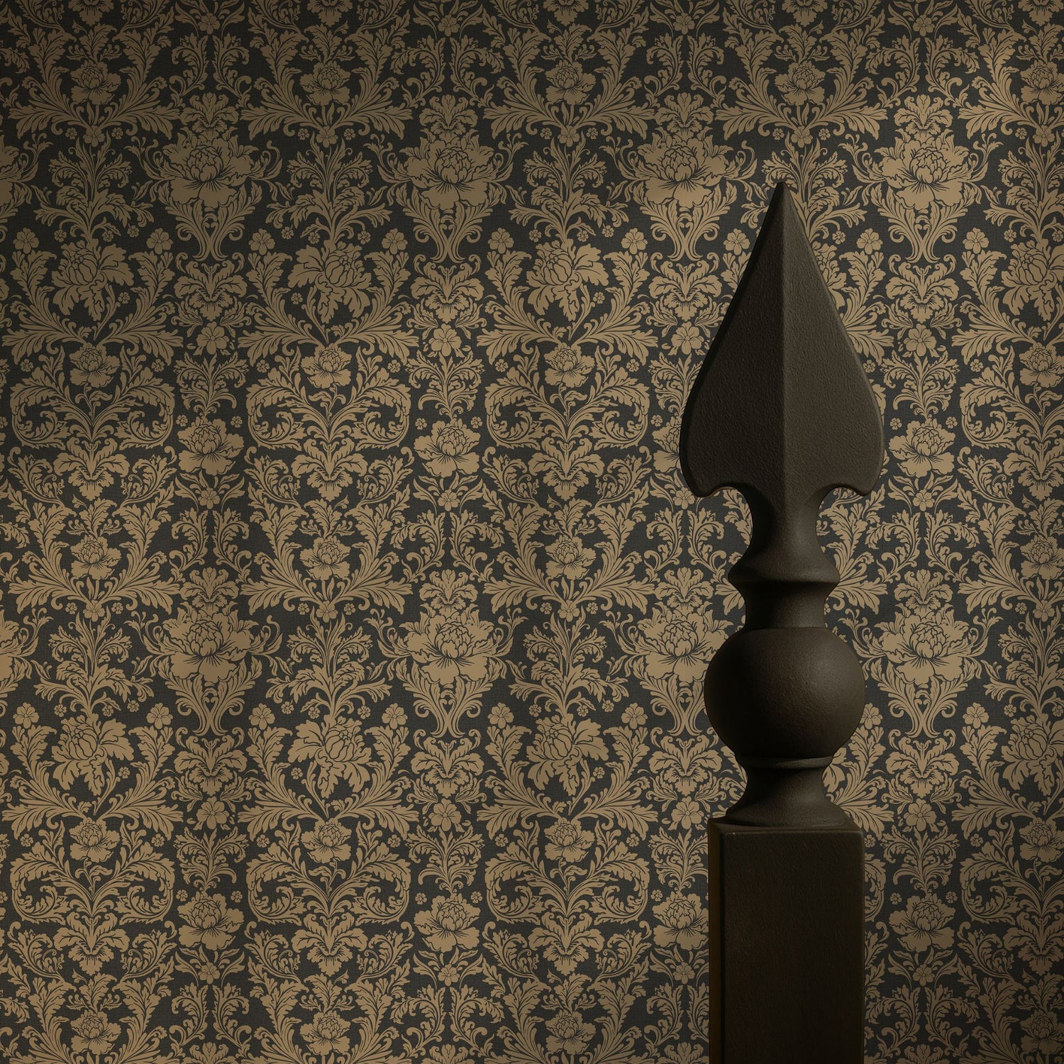 Brownstone Beauty | Neutral Brown Elegant Damask Wallpaper Wallpaper Sckribbles