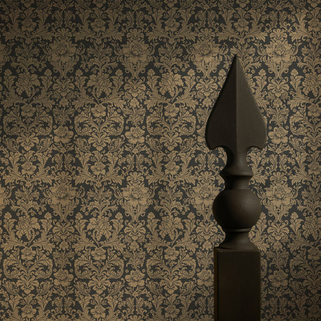 Brownstone Beauty | Neutral Brown Elegant Damask Wallpaper Wallpaper Sckribbles