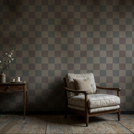 Subtle Grids | Neutral Muted Faded Classic Checkered Wallpaper Wallpaper Sckribbles
