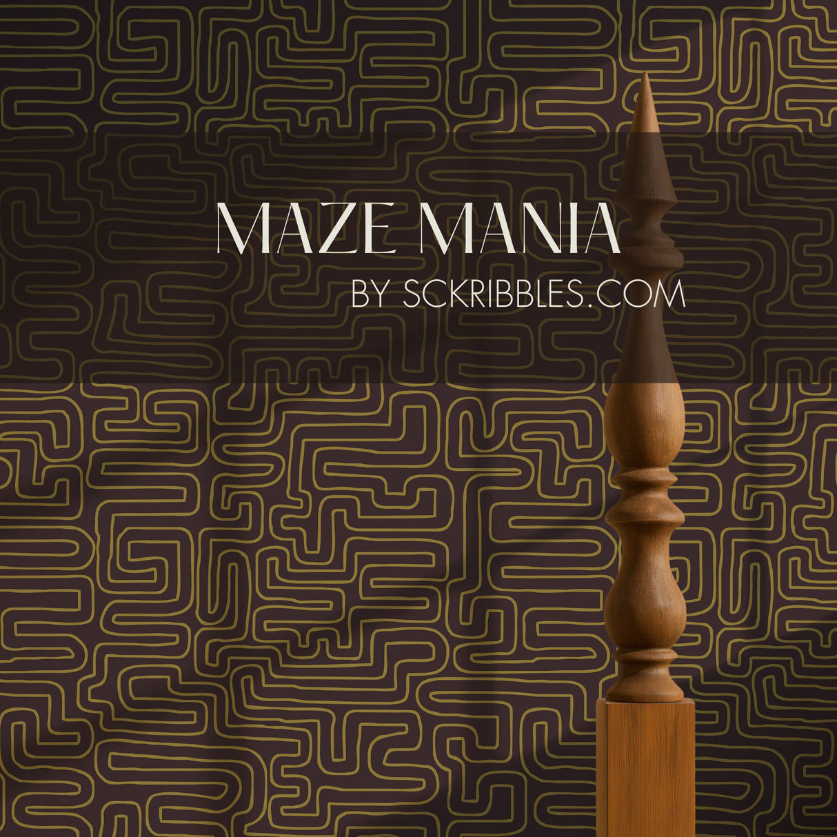 Le Labyrinthe | Moody Maze Squiggly Lines Maximalist Wallpaper Wallpaper Sckribbles