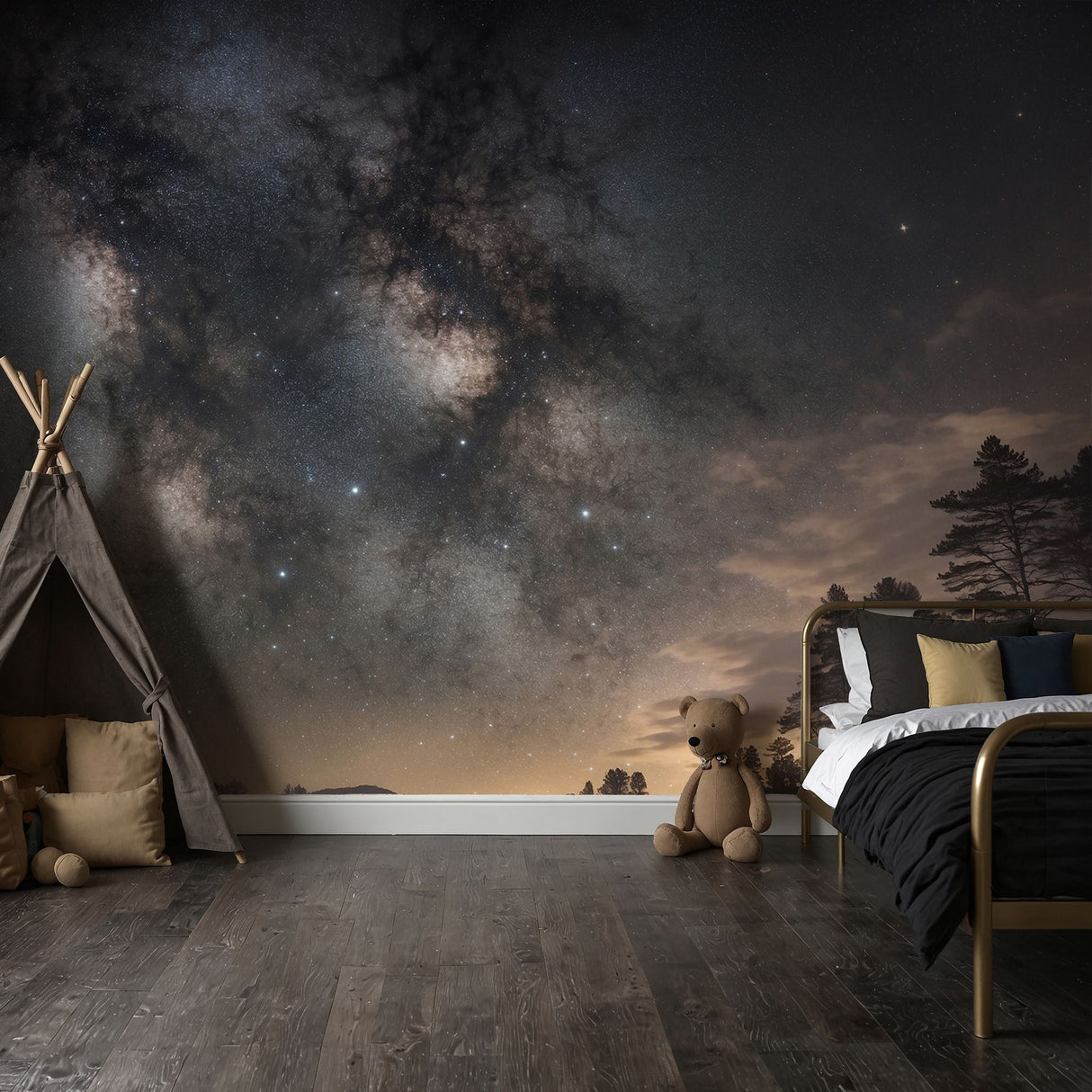 Cosmic Veil | Dark Galaxy Stars Boy's Room Wallpaper Mural Wallpaper Mural Sckribbles