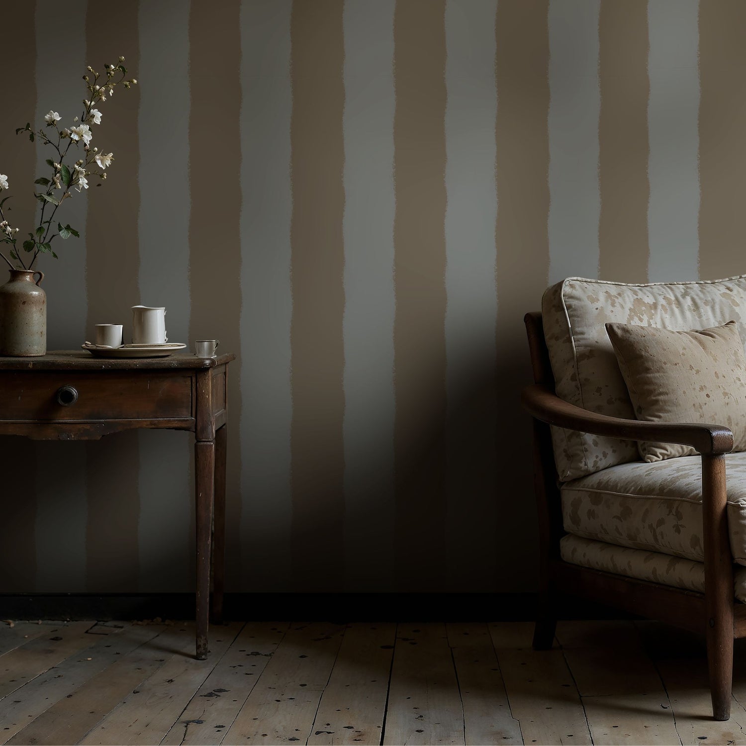 Roughened Rails | Maximalist Bold Jagged Vertical Striped Wallpaper Wallpaper Sckribbles