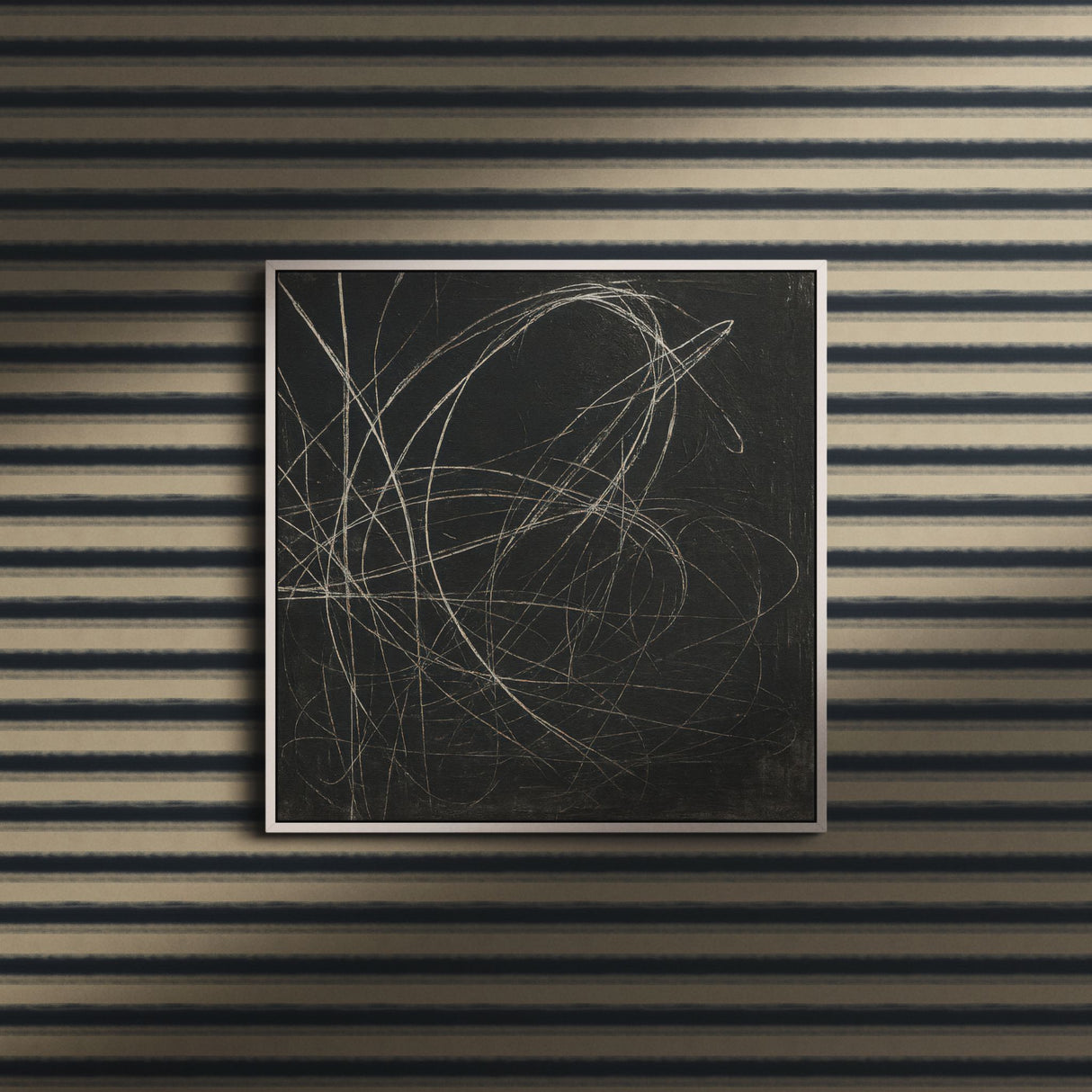 Raw Horizon | Stylish Blue & Beige Horizontal Striped Wallpaper Wallpaper Sckribbles