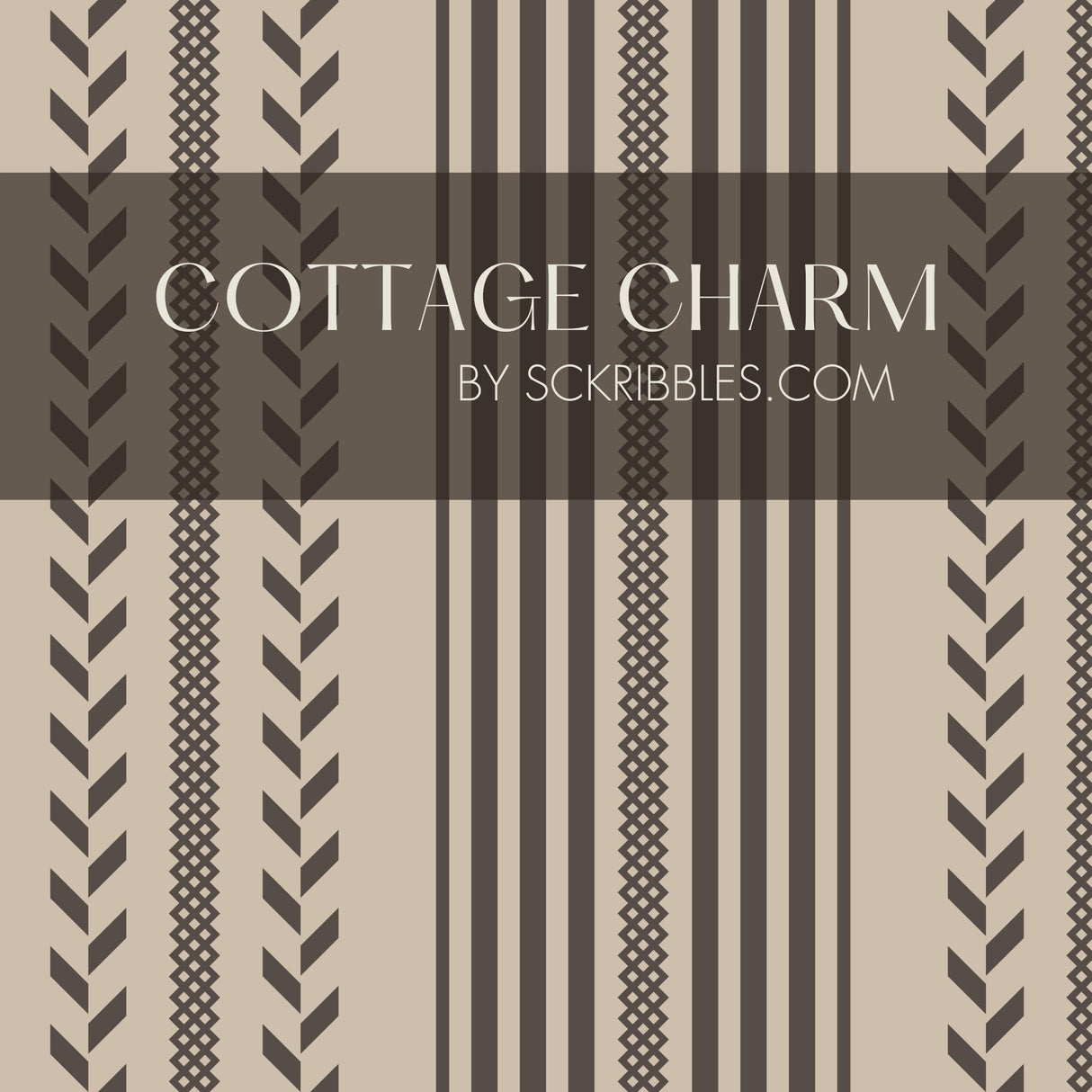 Cottage Charm | Classic Neutral Beige Striped Traditional Wallpaper Wallpaper Sckribbles