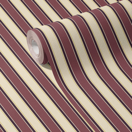 Regal Stripes | Sophisticated Classic Mauve & Cream Striped Wallpaper Wallpaper Sckribbles