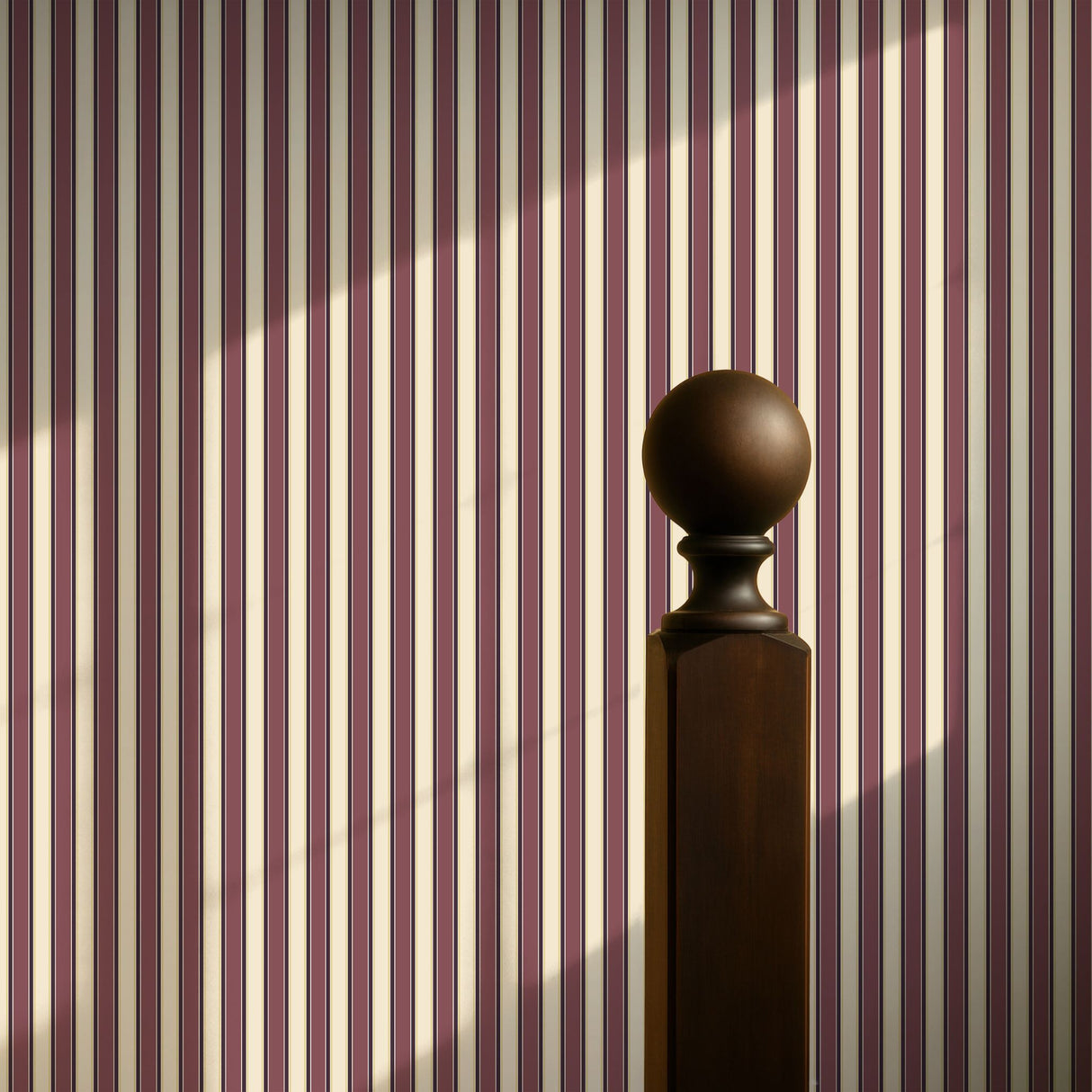 Regal Stripes | Sophisticated Classic Mauve & Cream Striped Wallpaper Wallpaper Sckribbles