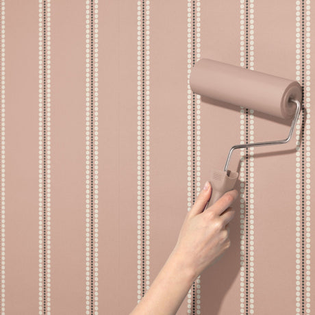 Pretty Trail | Sweet Feminine Pink Spotty Vertical Striped Wallpaper Wallpaper Sckribbles